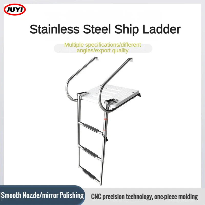 Stainless Steel Speedboat Yacht Boat Launching Ladder Nonslip Folding