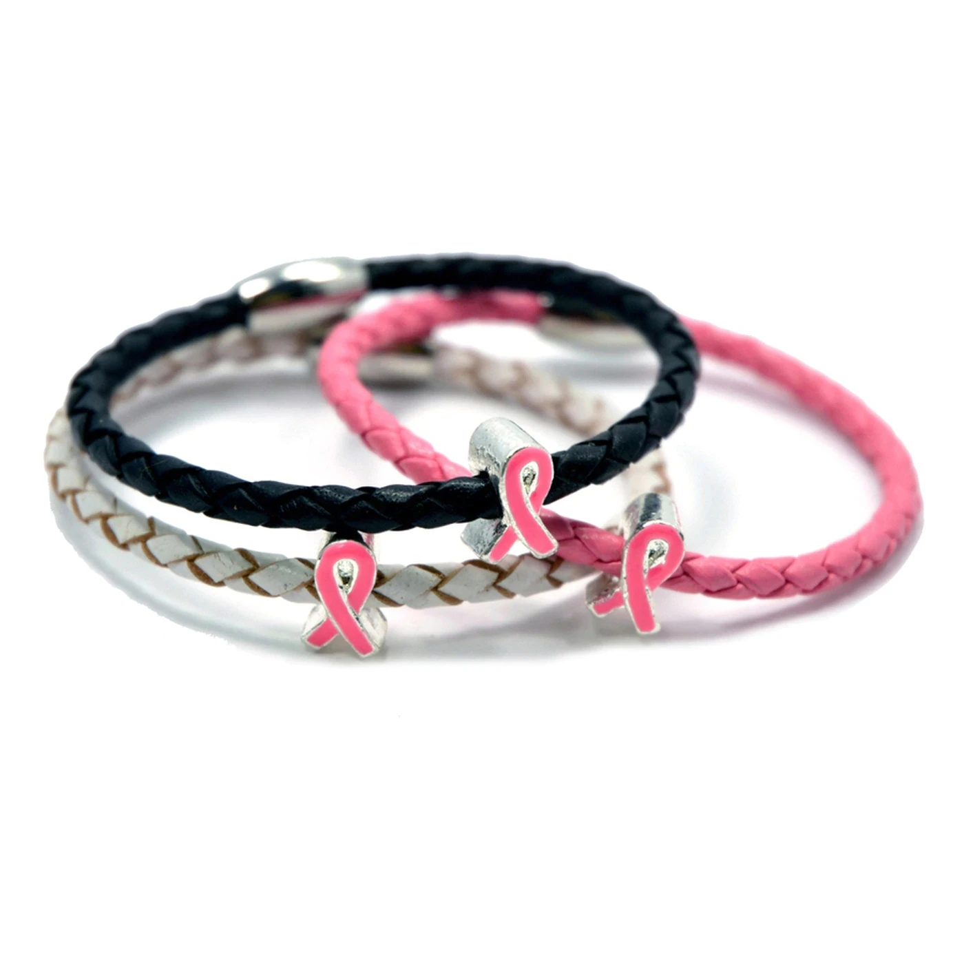 breast cancer braided bracelets