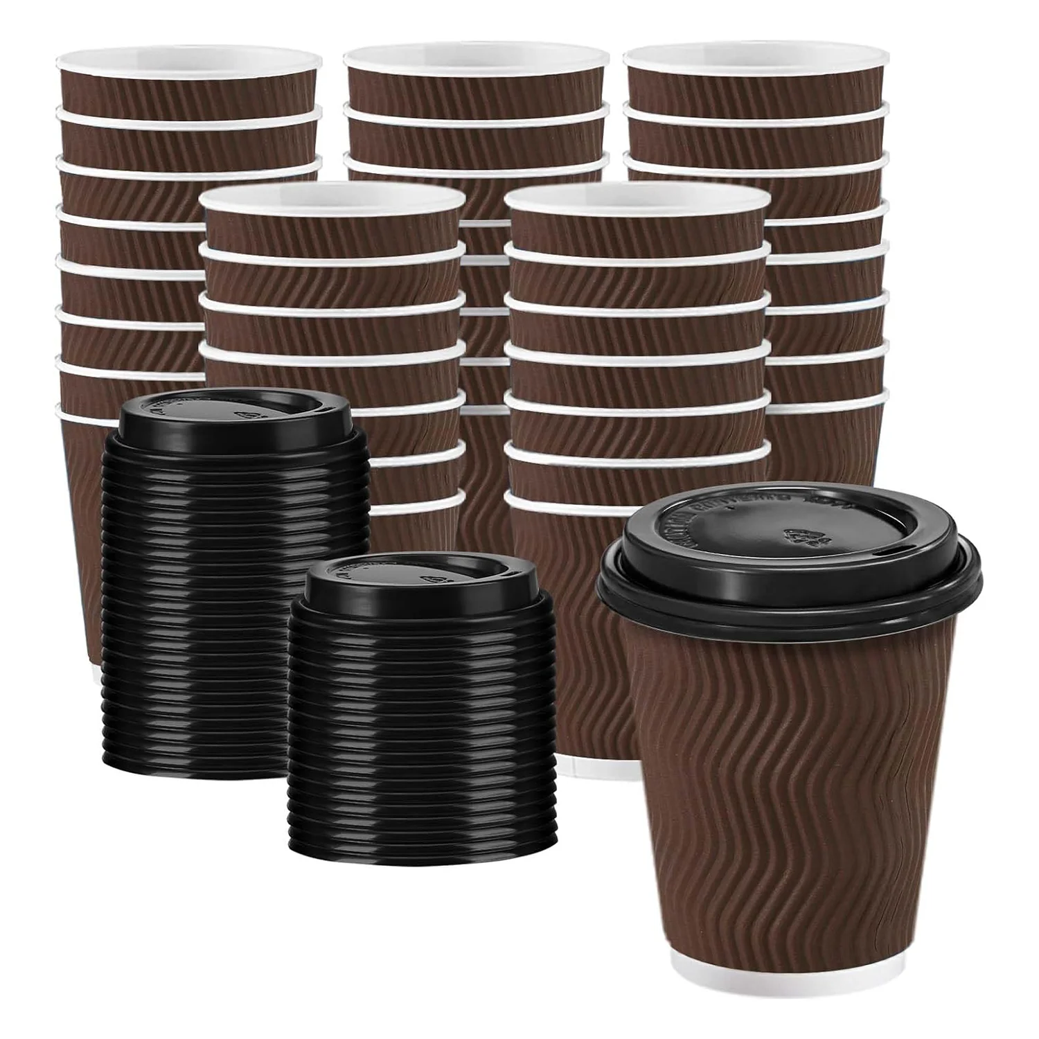 Custom logo Printing Cafe Takeaway 12oz 16oz Ripple Wall Leakproof Tea Cup Packaging with Lid