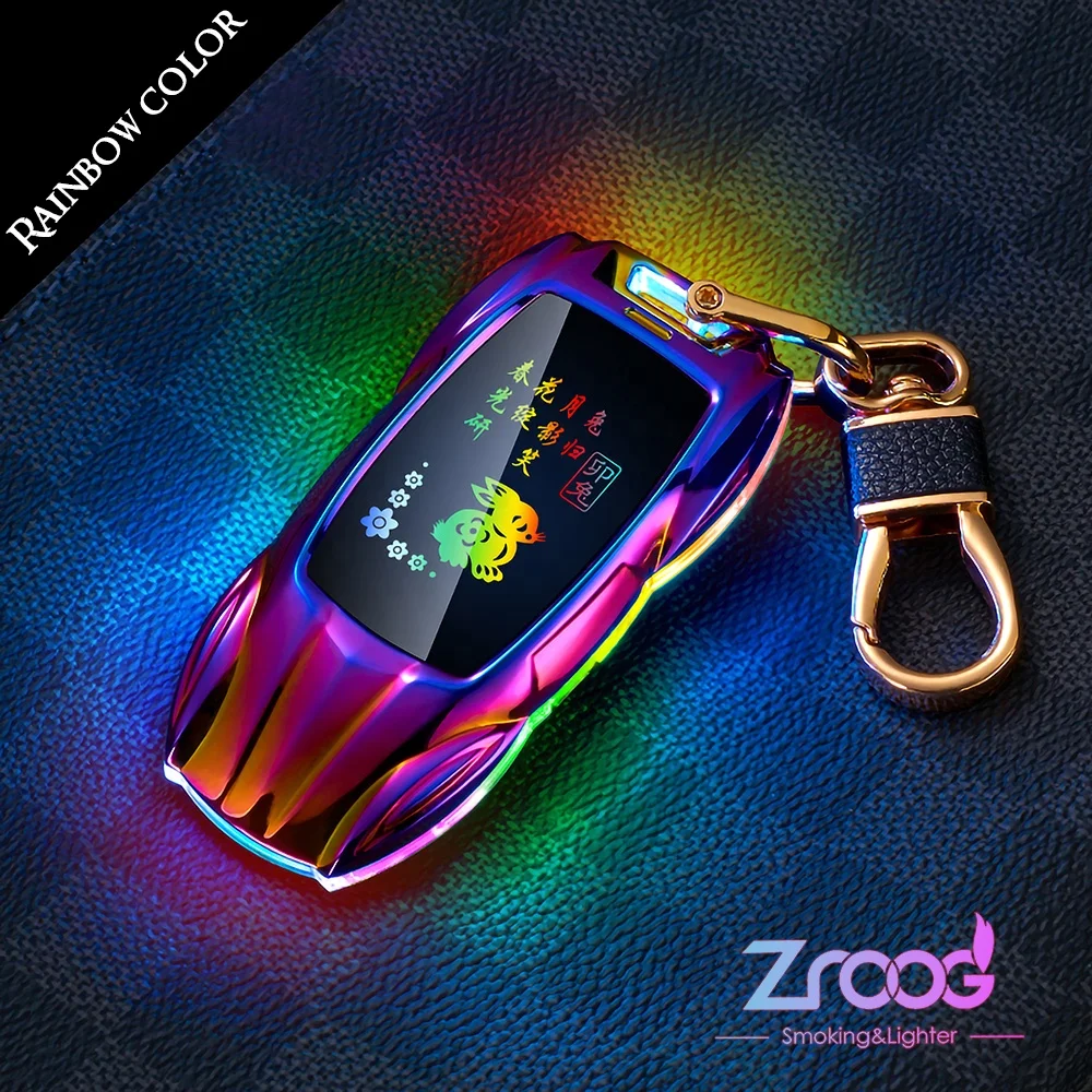 Zroog Classic Zinc Alloy Car Key Chain Lighter Flameless Cigarette Lighter  Creative USB Rechargeable Eco-Friendly Travel