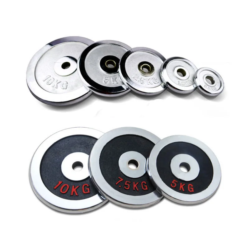 Wholesale Gym Equipment Fitness Power Training Chrome Coated Case Iron Weight Plates Barbell Dumbbell Cast Iron Weight Plate