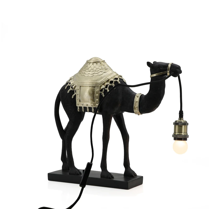 presentes lâmpada iluminação lâmpada antiga para decoração de casa mesa de luz resina 3d animal camelo estátua arte folha de ouro / preto moderno todas as estações