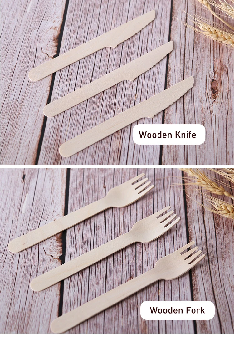 Disposable Spoon wooden knife and fork tableware fruit fork wooden cutlery dessert Cake fork ice cream spoon wholesale factory