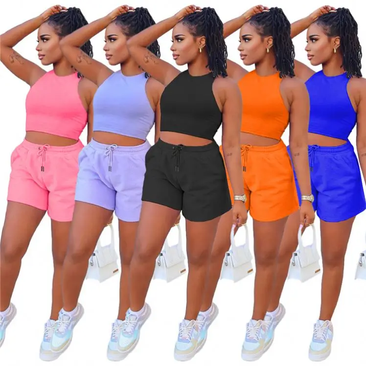 Conjuntos De Dos Piezas De Pantalones Cortos Para Mujer,Chaleco Sin Mangas  De Color Sólido De Alta Calidad Para Verano - Buy Mujeres,Conjunto De Dos  Piezas,2 Piezas De Mujer Product on Alibaba.com