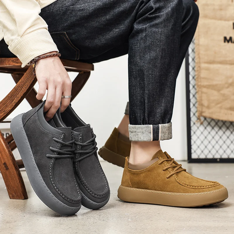 New Styles Wholesale High Quality Flat Boat Men Genuine Leather Shoes for  Man Low Prices Brand Casual 2025 Best Sale Shoe