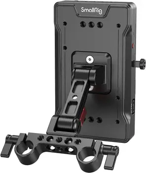 SMALLRIG V Mount Battery Adapter Plate with 15 mm Rod Clamp and Adjustable Arm, for Sony for Canon Cameras & Camcorders-3204B