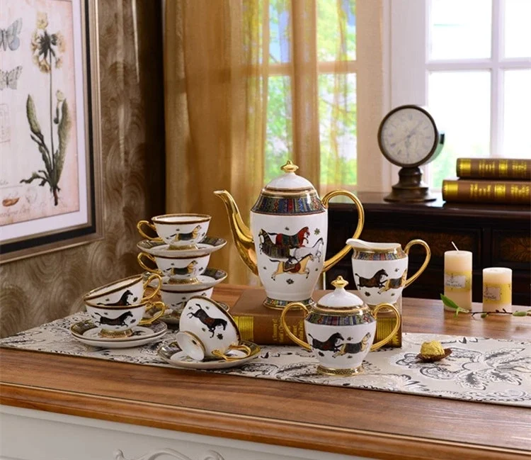 Dinner Sets Dinnerware Sets Kitchen Accessories Exquisite Ceramic Four War  Horses Porcelain Luxury Europe Good Selling 58 Pcs - Buy Horse Design Gift