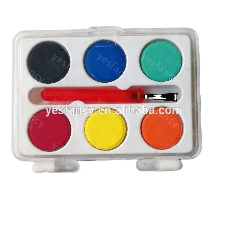 Мини 6 видов цветов водными красками с кистью акварельные