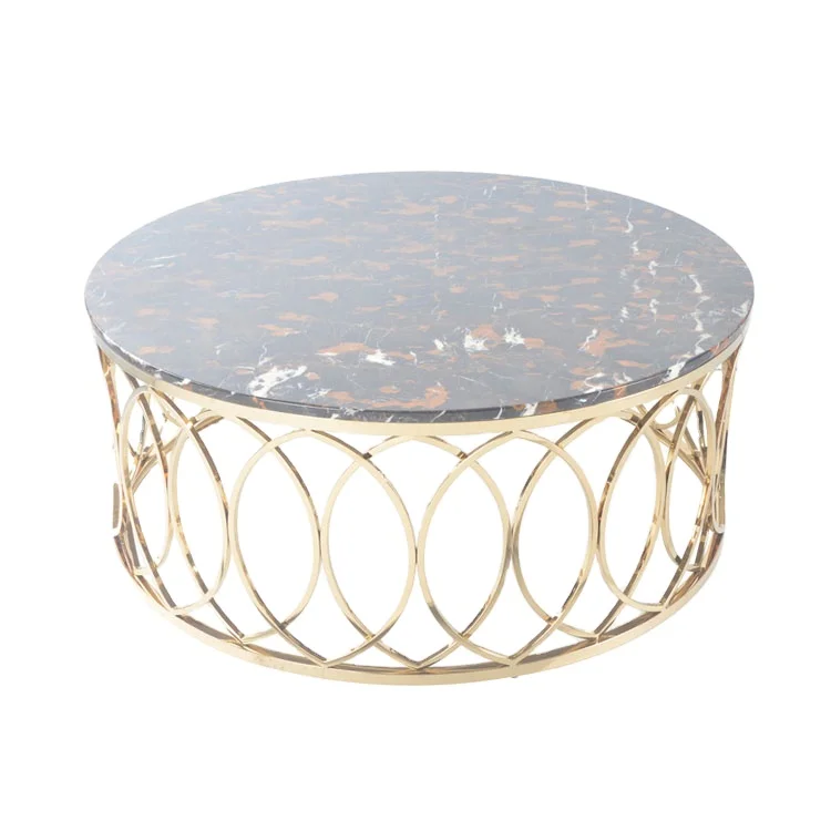 product stainless steel luxury decoration round frame coffee table-0