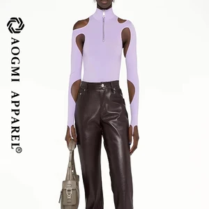 Haute Couture Women's High Quality Polyester Front Zipper Solid Color Sexy Swimsuit Sun Surfing Beach Jumpsuit Waterproof