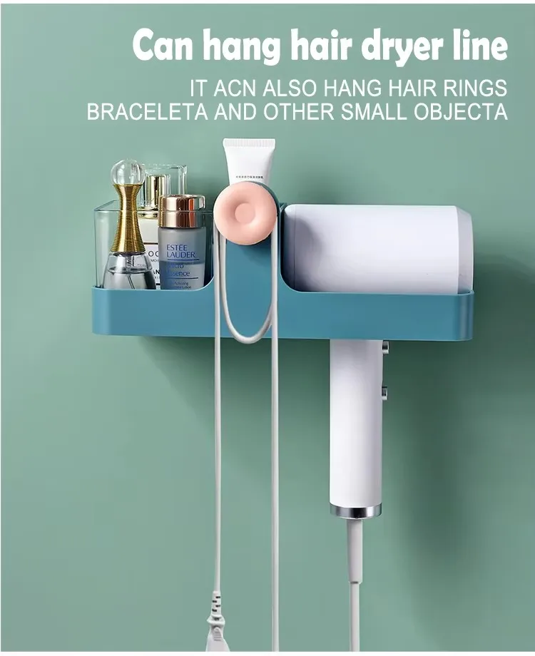 Multifunctional Bathroom Wall Rack No-punch Holder Plastic Hair Dryer Storage Stande manufacture