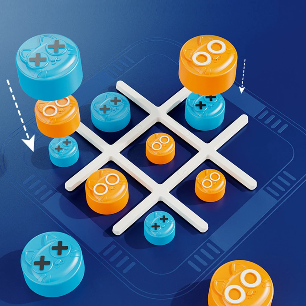 Fun 3D Quantum Gobbling Tic-Tac-Toe Board Game with Nested Stacking Pieces - on the Go Travel Game in a Portable Plastic Box