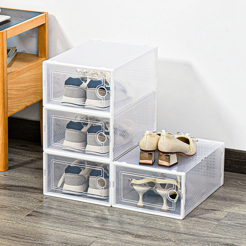 Btmway clear plastic stackable shoe storage boxes shoe pack hot sale