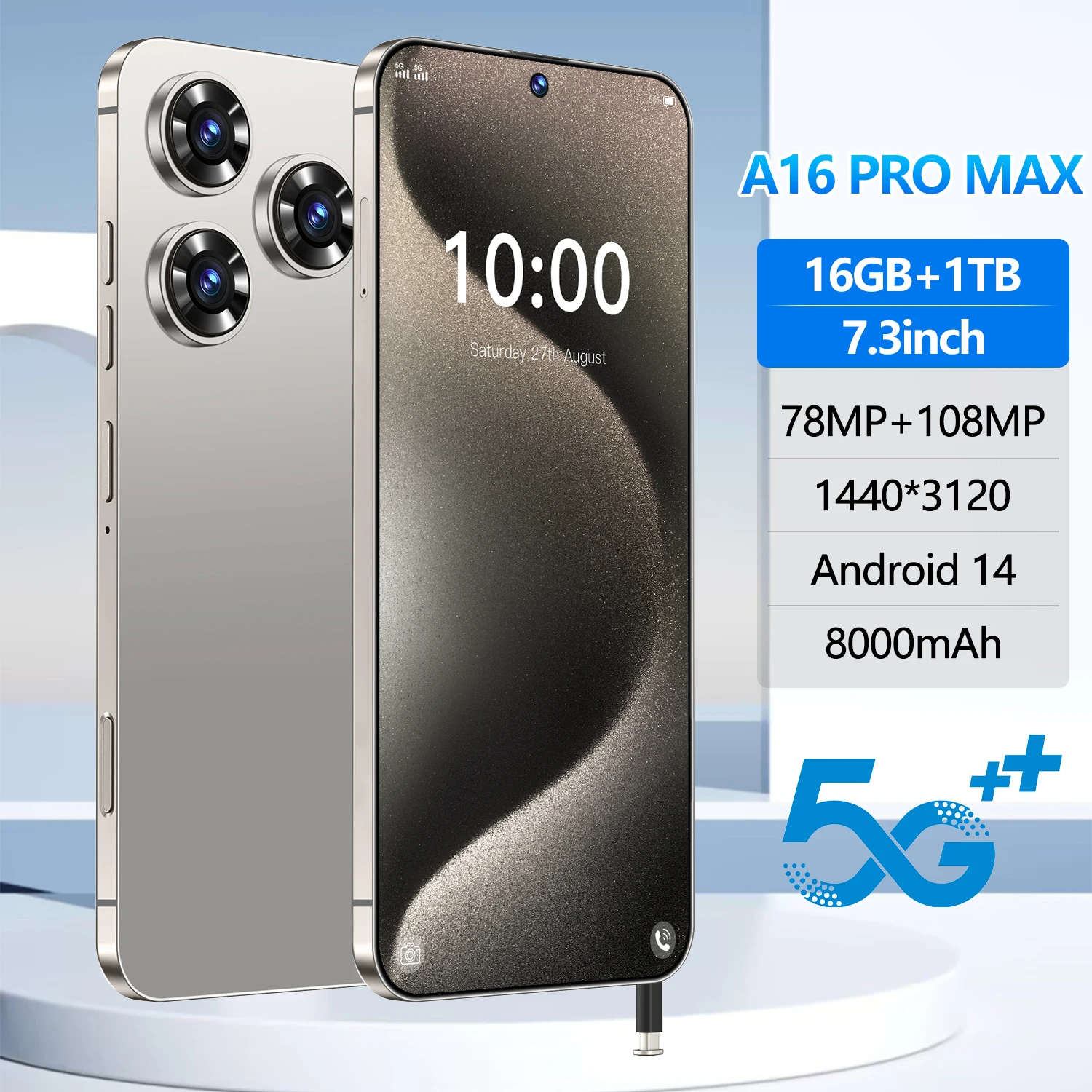 2024 GT30 Pro Mobile Phone - 5G, 7.3 Inch, 16GB, 1TB