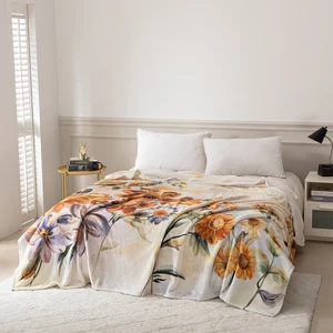 Digital Printed Bedding Flower Bouquet Blankets Floral Printed Microfiber Blanket