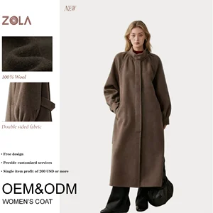 Factory Price 100% Wool Double Sided Women's Long Coat - Warm Oversized Brown Winter Outerwear (OEM ODM Custom)