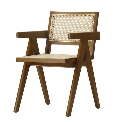 Wholesale Nordic Cane Dining Chair Rustic Hand Chair Frame Solid Wood Armchair Rattan Chair Ash Rubber Wooden Modern European