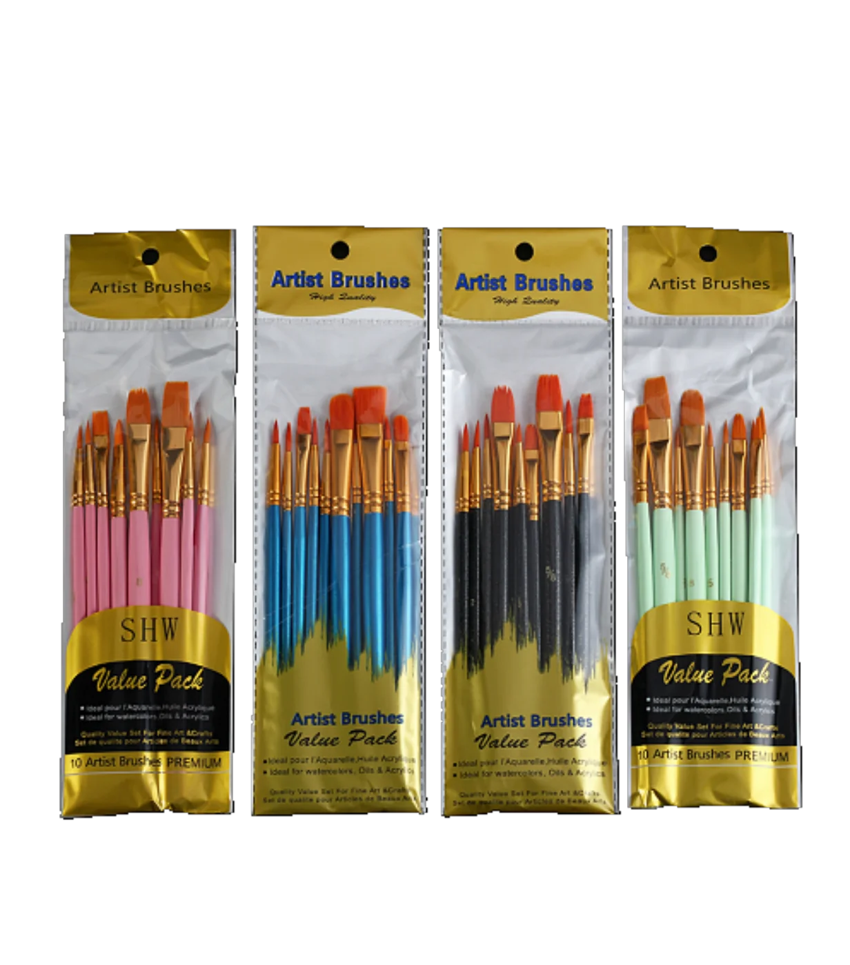 Hot Sale PROFESSIONAL TYPE LONG HANDLE WATER WATERCOLOR SABLE PAINTS BRUSH SET for BEGINNERS and PAINTING