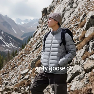 Pelliot Fashion White Goose Down Bomber Jackets Men Winter Outdoor 800 Filling Power Puffer Ultralight Down Jacket