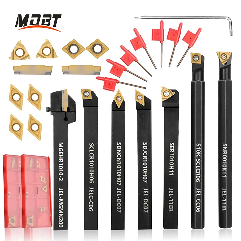 CNC Lathe Cutting Indexable Tools Turning Tool Holders Set Carbide Inserts with Box Seven Pieces Set