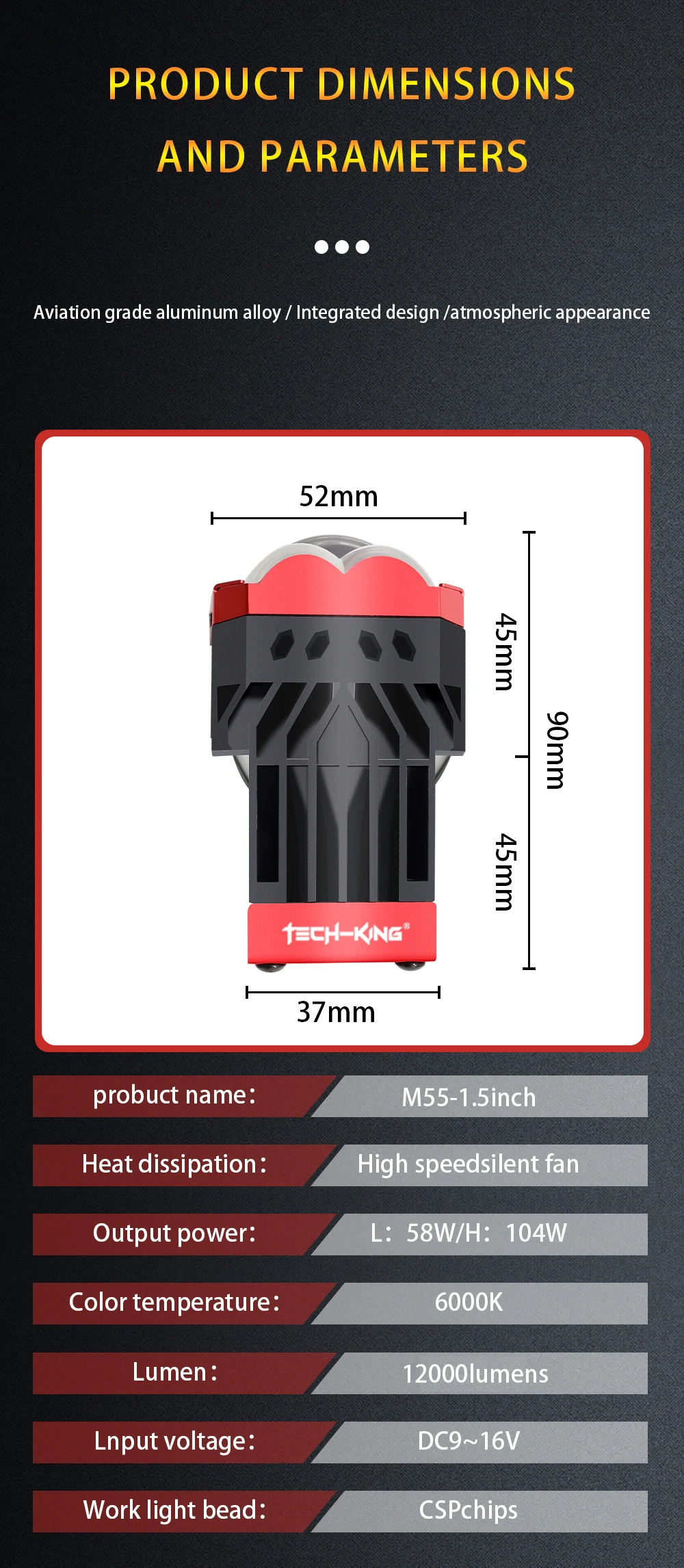 Car Headlight 6000K 1.5 Inch Dual Laser matrix Bi Led Lens Flat Cut off Compatible With Headlights Retrofit Projector Headlights