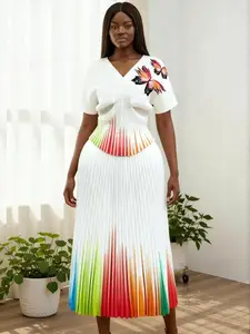 African Plus-size Women's Fashion Sets for Wholesale High-quality Printed Miyake Pleated Sets