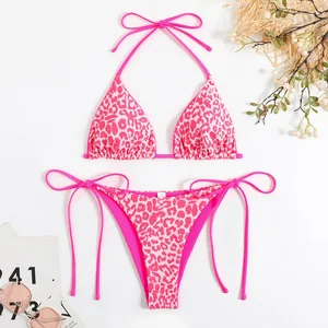 2023 Women's Sexy Cheetah Triangle Two-Piece Bikini Set Leopard Print Beach Swimwear