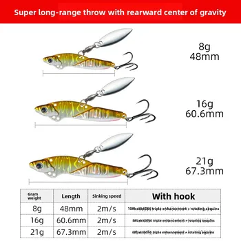Hammaz Cheetah Iron Plate Lead-coated Copper Far-cast Artificial Hard Bait Hooks Tremor Rotating Sequins Cushion Bass Luya Bait – Hard Lure – view 3