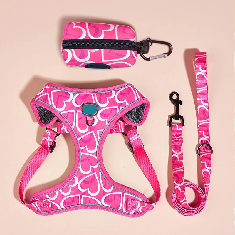 Factory source Custom Dog Harness Set with Matching Leash Collar Crossbody Shoulder Bag All Made Durable Polyester Manufacturer Designer
