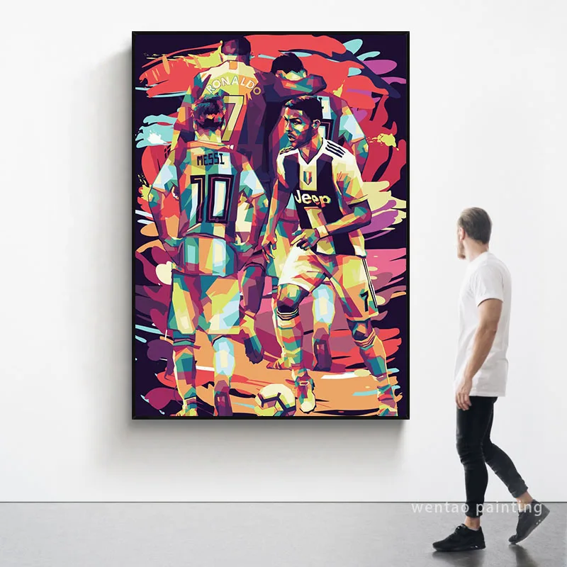 Em promoção! Jogador De Futebol Cartazes Tela De Pintura, Arte De Parede De  Neon Destaque Da Linha De Imagens Moderno Para Decoração Sala De Estar  Pinturas De Parede