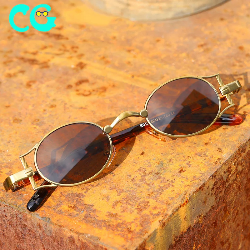 Luxuary Rivet Goggles Men Women Steampunk Vintage Round Sun Glasses Gothic NEW 
