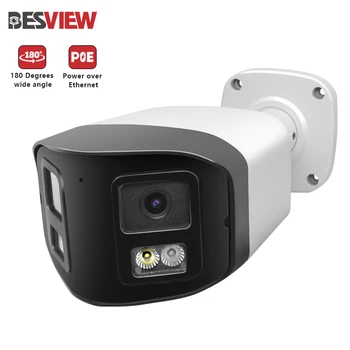 4MP Dual lens180 Degree ColorVu IP Camera 2-Way Audio SD Card Slot Metal Housing Water-proof outdoor POE Network Security Camera