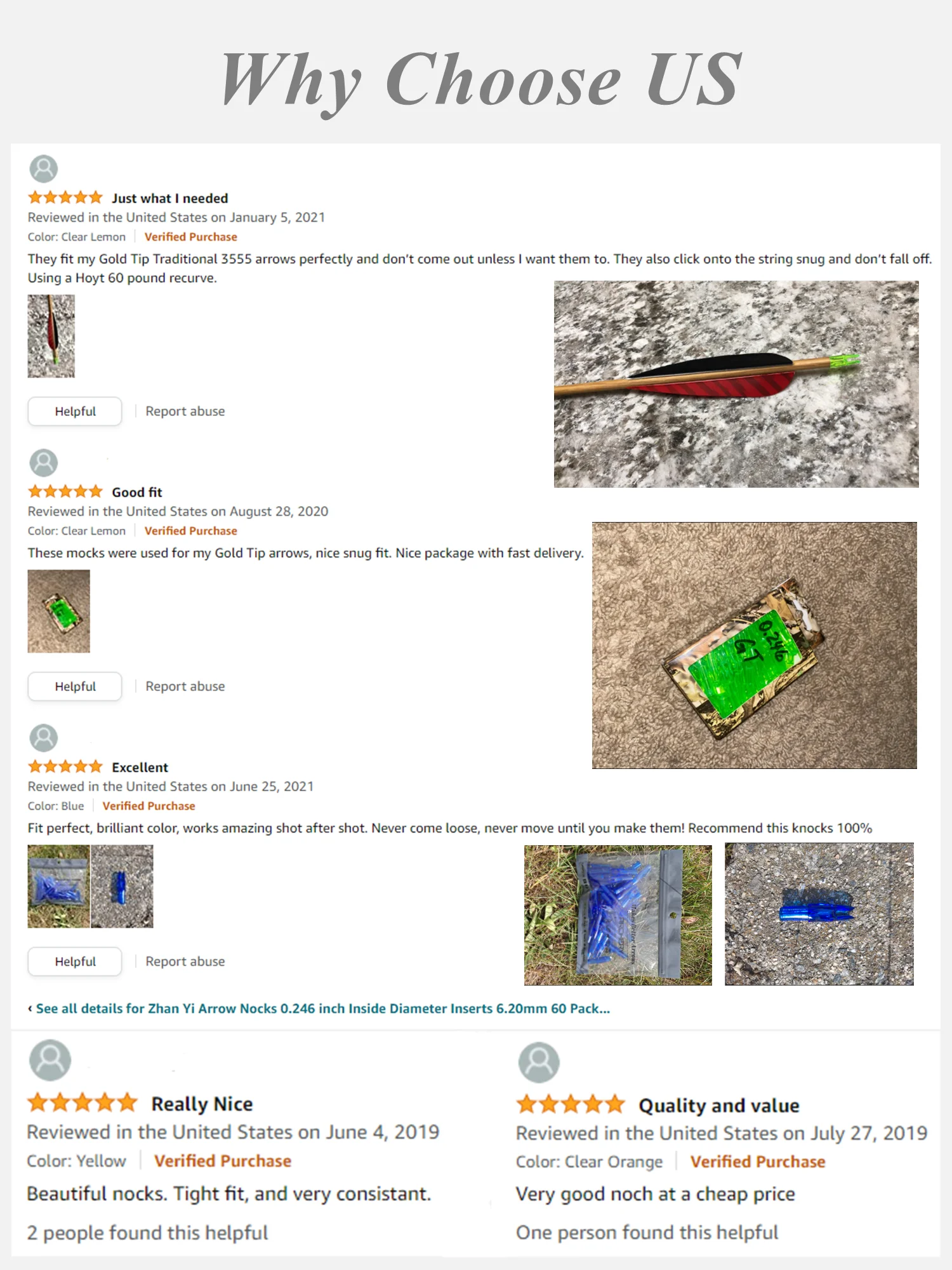 Archery Plastic Nocks 5.2mm/0.204" Inner Diameter Replace Knocks Flat