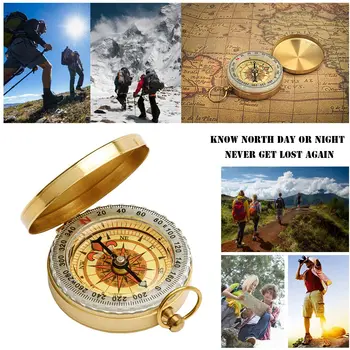 Boussole Montre De Poche Cuivre Rétro - Compas Précis Étanche Pour Camping, Randonnée, Navigation