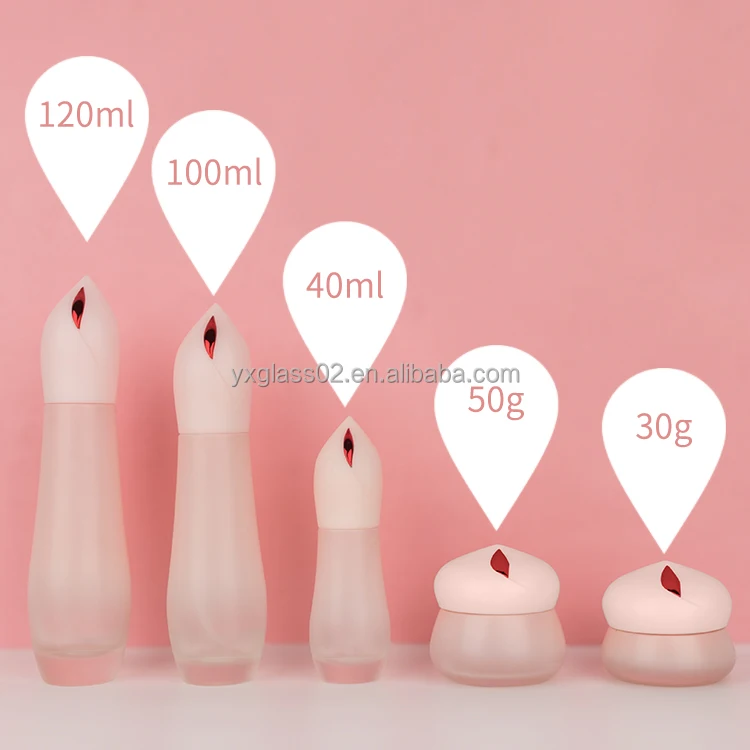 Recyclable Cosmetic glass bottle set irregular shape special design skincare cosmetic packaging bottle with special spray pump factory