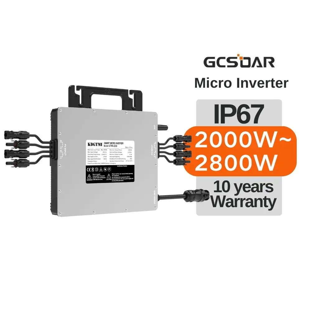 GCSOAR Automatic Sunlight Sensing Function 2400W Micro Inverter WIFI Pure Sine Wave Voltage Input 22-60VDC IP67 Micro Inverter