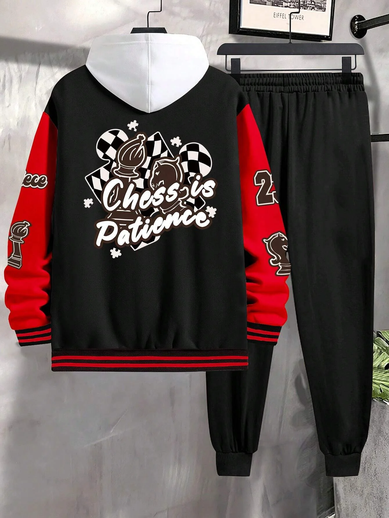 Men's top coat baseball shirt Long sleeve pants suit Knitted cotton high quality custom size wholesale_voghion.com
