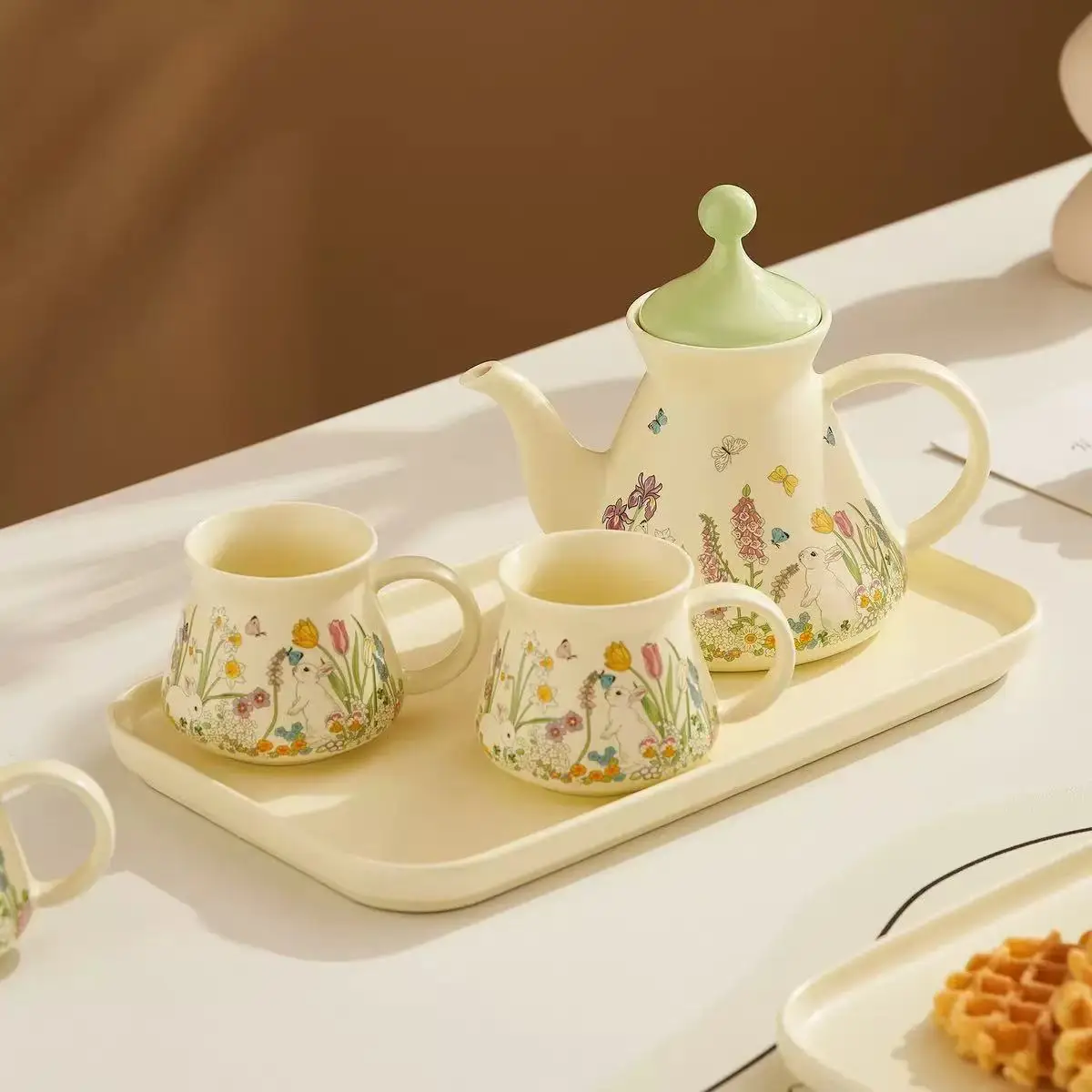 M Ceramic Teapot and Cup Set Perfect Birthday Gift for Tea Lovers Cartoon Princess Heart Alice in Wonderland Teapot Mug Set