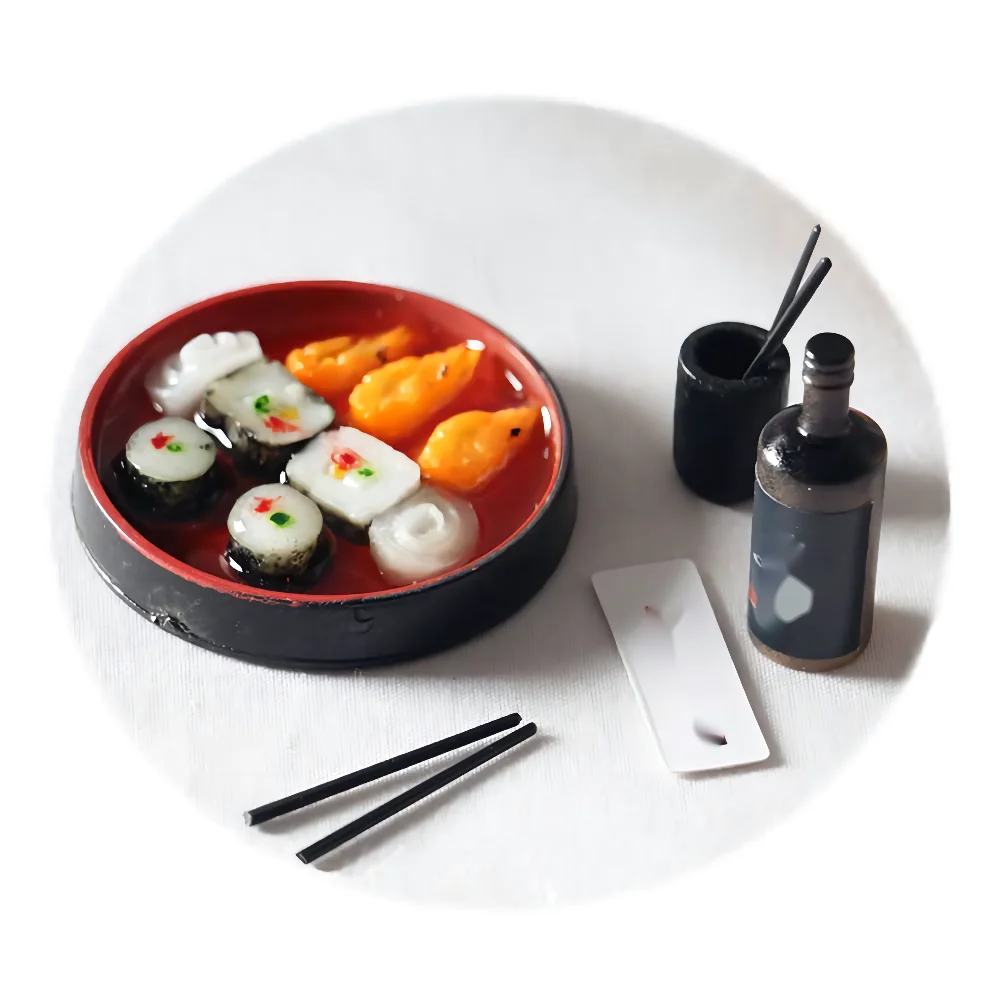Имитация японской кухни Набор Суши винные модели для кукольного домика аксессуары еда игрушки миниатюры
