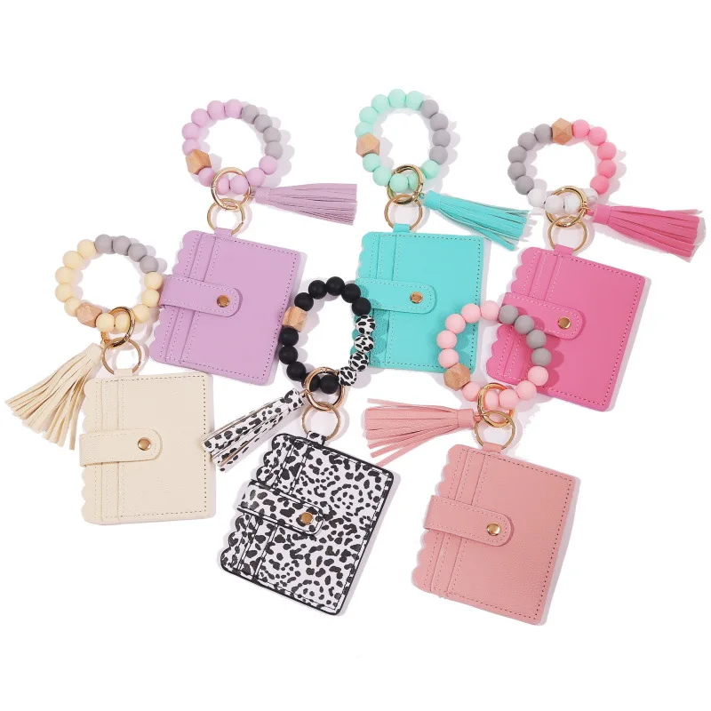 Wholesale Designer Leopard ID Card Holder Purse Wholesale Leather Credit  Card Keychain Wallet With Tassel From m.