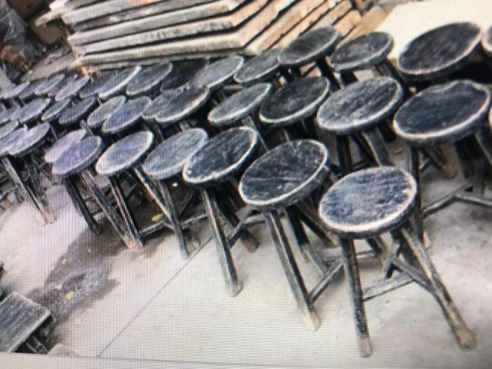 Interior Design Antique Original Home Decoration Vintage Black Wood Round Stool