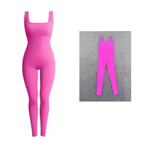New Wholesale Women's Ribbed One Piece Tank Tops Rompers Exercise Fitness Jumpsuits Sports Bodysuits Clothing