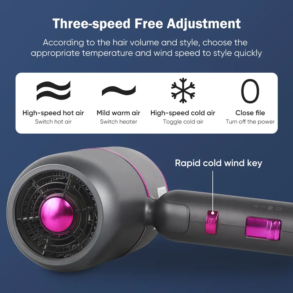 2000W High Speed Professional Portable Foldable Ionic Hair Blow Dryer Kit with Diffuser Travel Salon Home Folding Hair Dryer