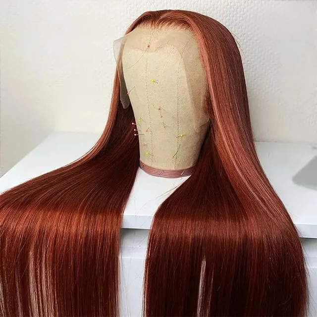 Reddish Brown Human Hair Wigs #33 13x4 Straight Lace Frontal Wigs For Women Auburn Colored 4x4 Lace Closure Wigs On Sale