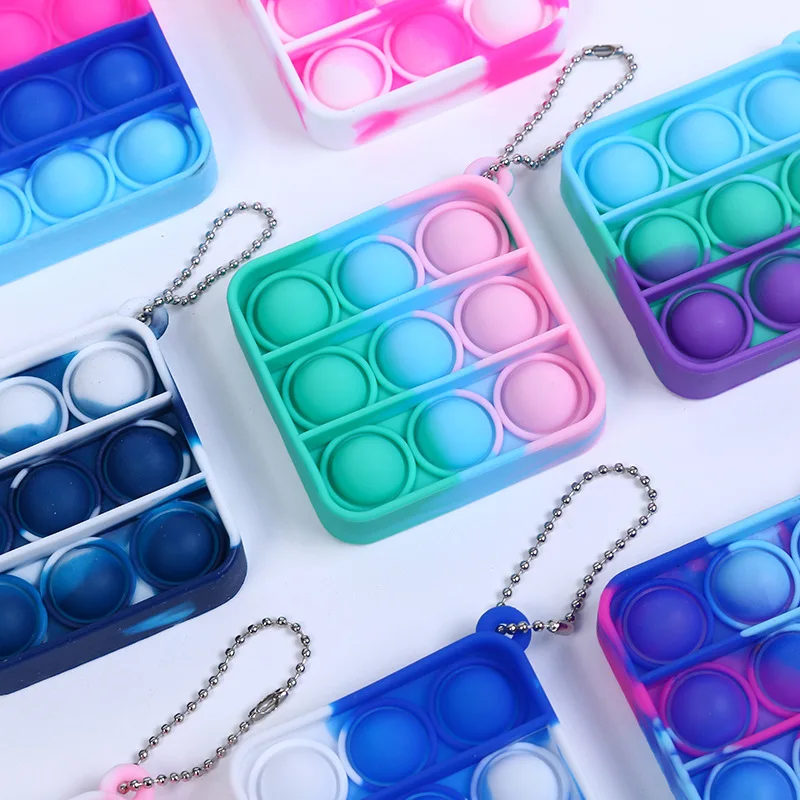 Горячее предложение ключевой цепи тревоги снятие стресса обруч пузырь, встроенный в транспортное средство, сенсорные силикон пуш-ап беспокойная игрушка