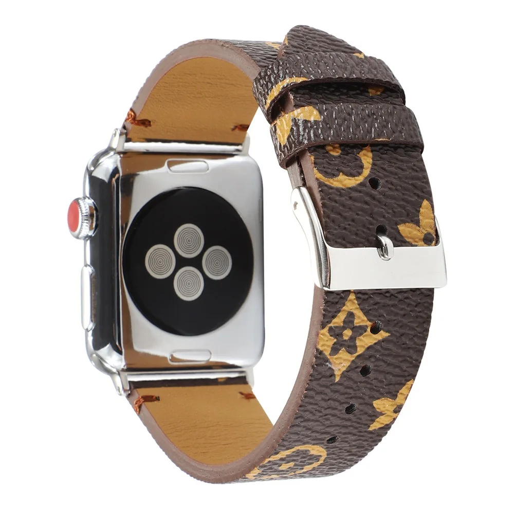 Wholesale Printed leather band for apple watch Floral fashion Wristband fit  iwatch series 6/5/4/3/2/1/SE 44mm 40mm 42mm 38mm Factory From m.