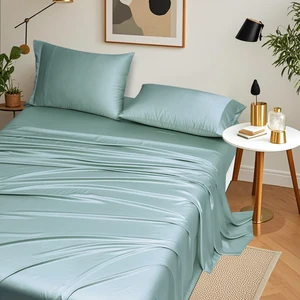 Luxury Oeko-Tex Organic Woven Bamboo Bed Sheet Set 300tc Simple Style Cooling Breathable All-Season