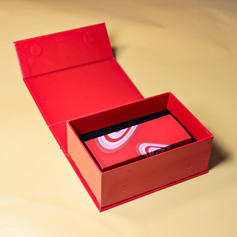 Luxury Custom logo Rigid Cardboard Bronzing Electronics Business Book Shaped Magnetic Closure Lipstick Gift Box