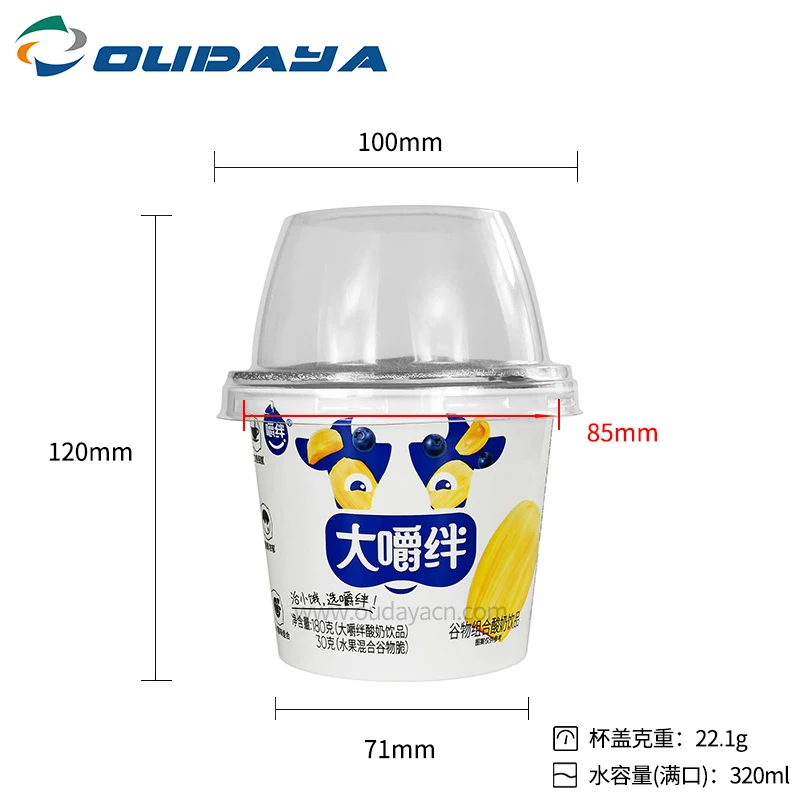 Custom Iml 320ml 180g Plastic Hard Frozen Yogurt Oatmeal Cereal Cup Tub