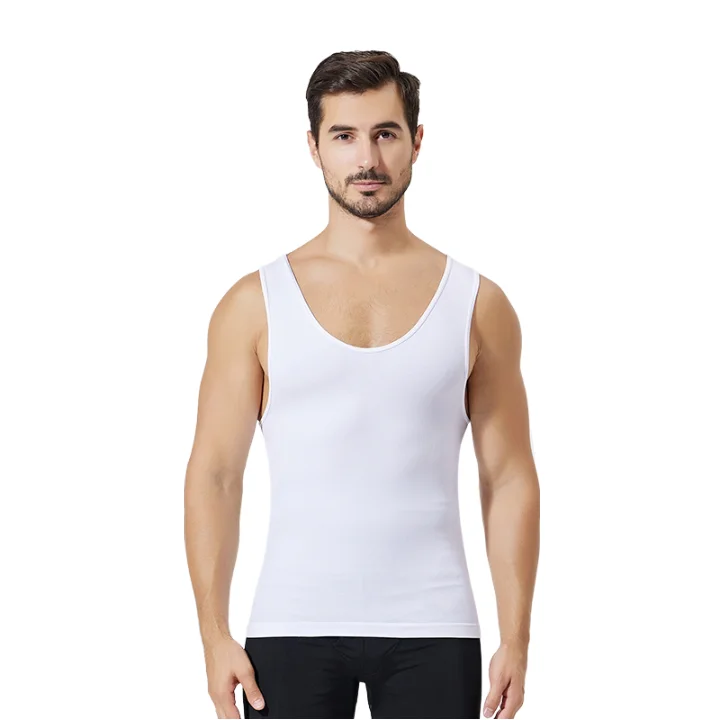 Hot Selling Cheap White T-shirt Body Shaper Compression Underwear Vest  Abdomen Slim Fit Shapewear Vest Belly Corset for Men